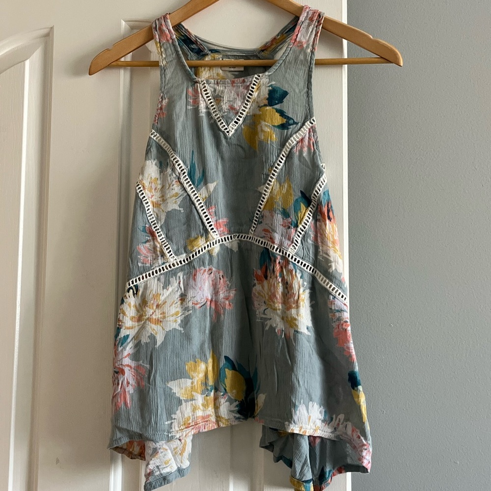 Gray and floral tank top